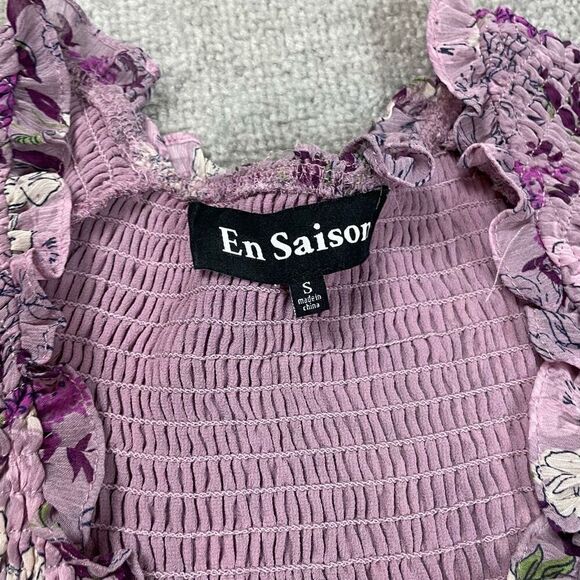 En Saison Luiciate Floral Lavender Smocked Bodice Mini Dress Women’s Small NWOT - Picture 5 of 5